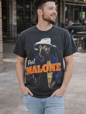 Post Malone Graphic Tee Small Vintage Wash 2024 Tour Style Band Shirt